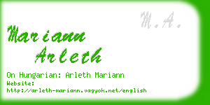 mariann arleth business card